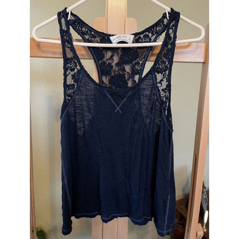 Navy Blue Lace Tank | S | Abercombie & Fitch